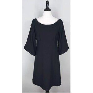 Size 12 ELIZA J BLACK KNIT WIDE SLEEVE‎ DRESS Fall Winter Day/Evening Nordstrom